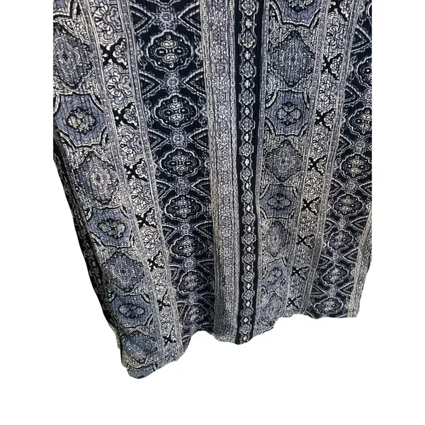 Three dots blue pattern boho wide leg pants XXL Beachy flowy travel stretchy - Image 7