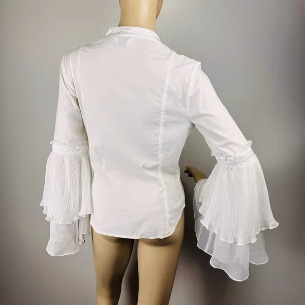 Bebe‎ Women's Sz S Victorian Lace Side Zip Up Top Sz S Coquette Bell Sleeve Y2K - Image 7