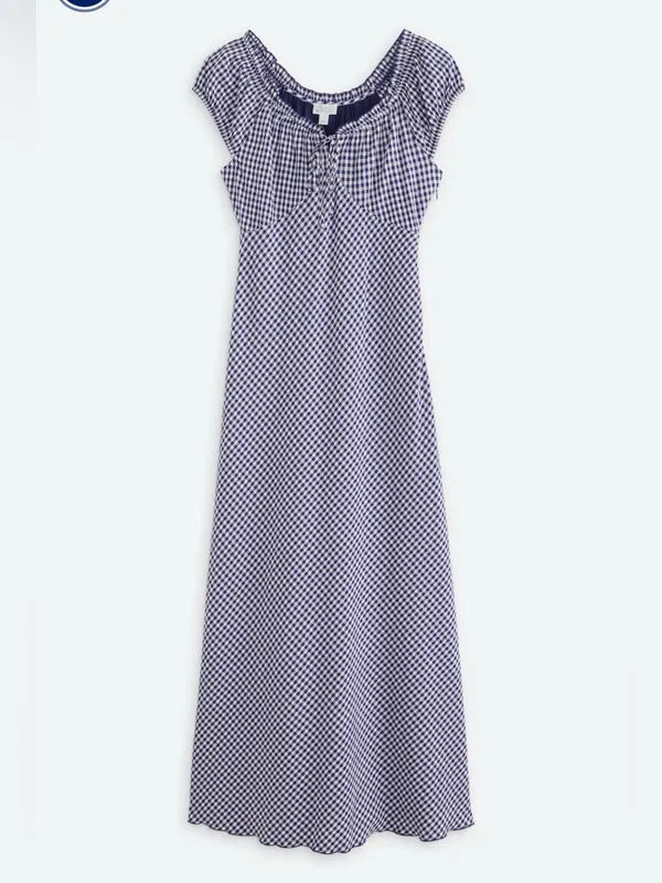 Market & Spruce Short Sleeve Gingham Maxi Dress Navy Small NWT STITCH FIX - Image 4