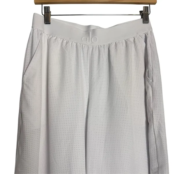 Alo Yoga White Mesh Mirage Wide Leg Athleisure Lounge Pants Size Small - Image 4