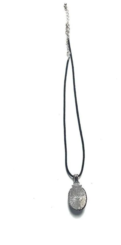 Women's Black Corded Round Pendant Necklace Fashion Statement Accessory - Image 2
