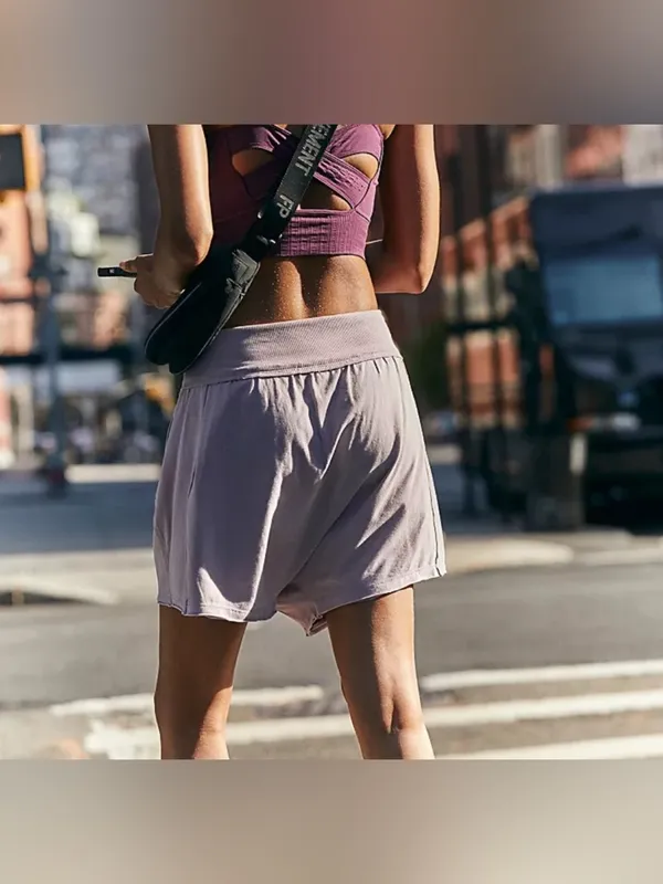 NWT Free People FP Movement Hot Shot Harem Shorts - oyster gray purple - XS - Image 6