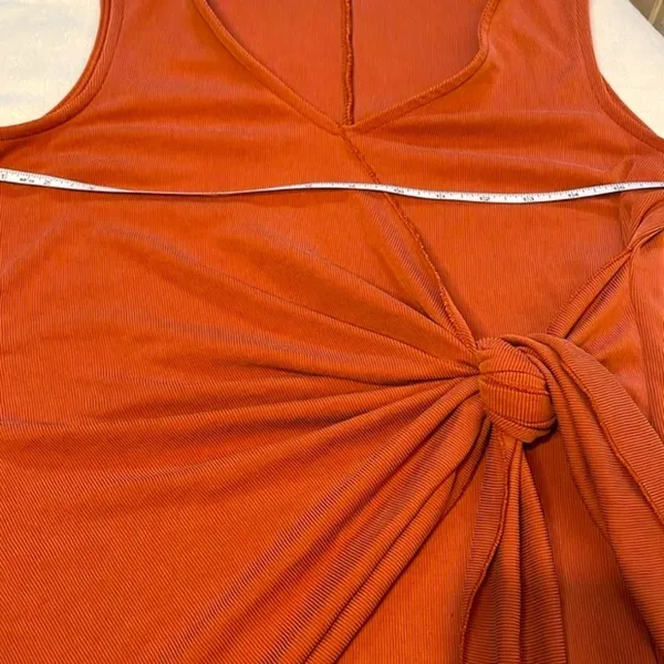 Anthropologie- DREW Twist Front Knotted Mini Dress Rust Orange- Size XS - Image 6