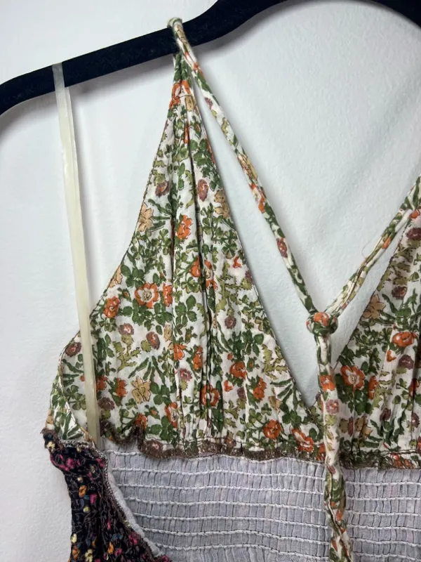 Romeo & Juliet Couture Floral Patchwork Maxi Dress Neutral Cottagecore Boho Med - Image 10