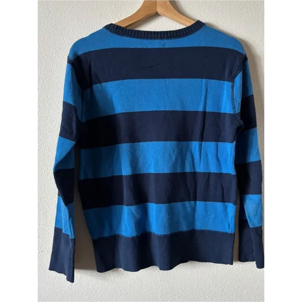 Y2K Vintage Cherokee Cotton Blue Stripe Crew Neck Sweater Womens Large - Image 5