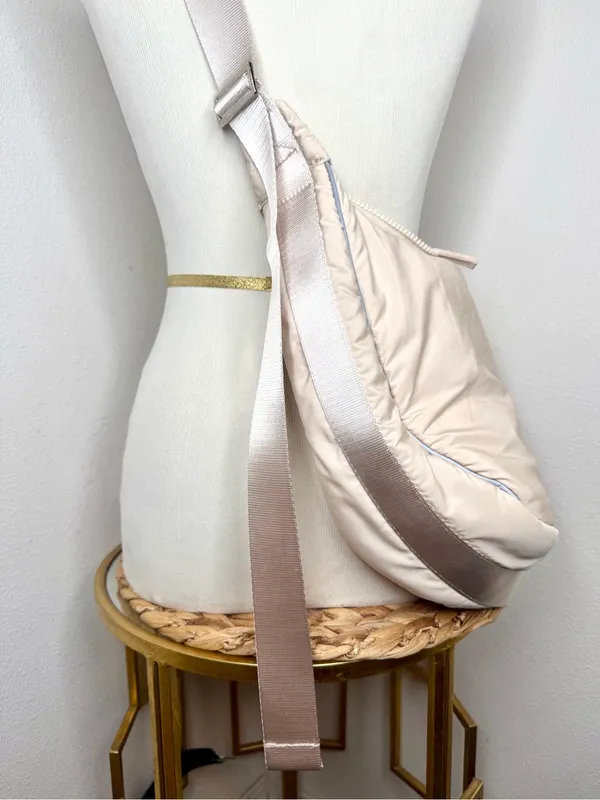 Wilo The Label Purse Ruched Sling Bag clay Beige Nylon Shoulder Crossbody - Image 2