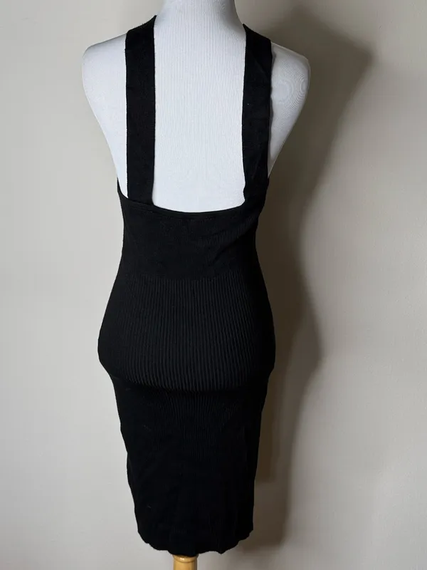 Abercrombie Black Elevated Rib Knit Cross Strap Mini Dress - Image 7