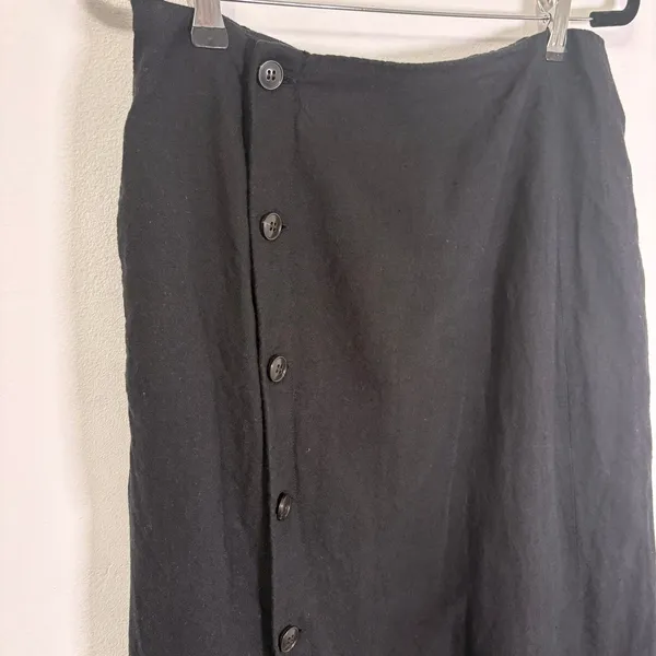 Madewell Black Wrap Button Front Midi Skirt Sz 8 - Image 3