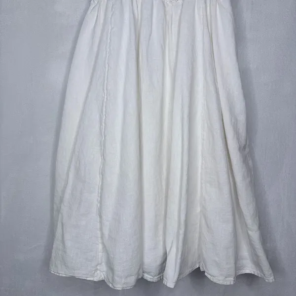 Abercrombie & Fitch White Smocked Ruffle Strap Linen Blend Mini Dress - Image 7