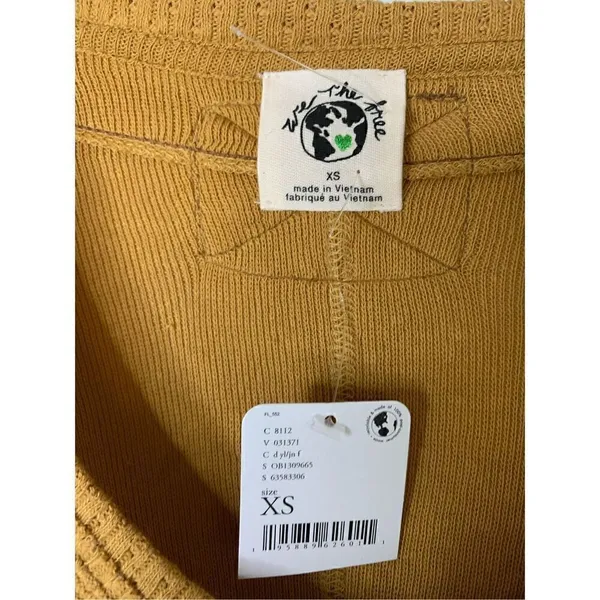 Free People We The Free oversized thermal mustard yellow women’s size XS NEW NWT - Image 3