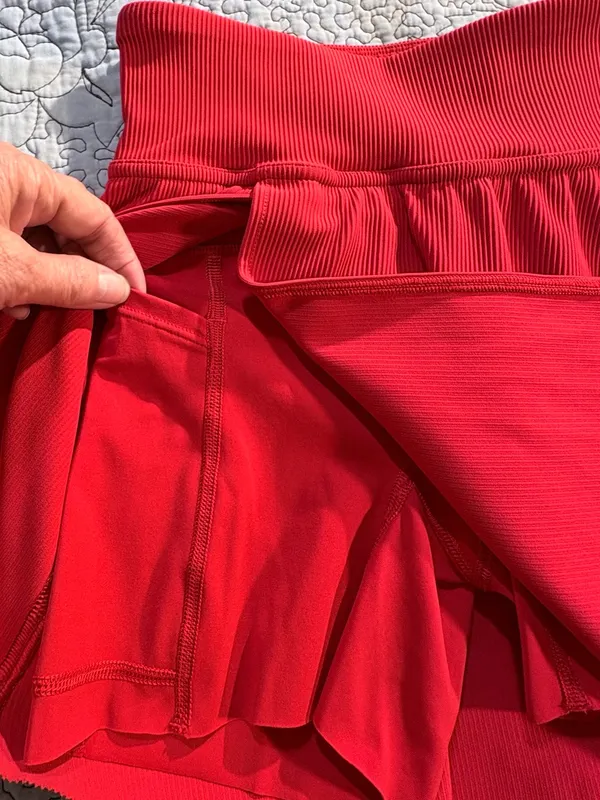 SPANX Get Moving Contour Rib Front Slit Skort True Red Sz XS👽🧡 - Image 4