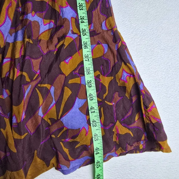 Roller Rabbit‎ Womens Purple Orange Abstract Floral Viscose Midi Slip Dress M - Image 10