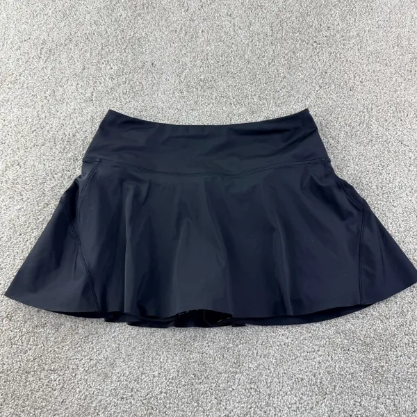 Athleta Ace Tennis Skort‎ Women M Black 13.5" Active Golf Skirt Shorts Pocket - Image 2