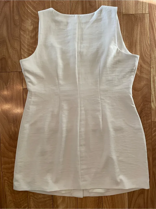 Abercrombie & Fitch White Square-Neck Button Sleeveless Mini Dress Size XL new + - Image 5