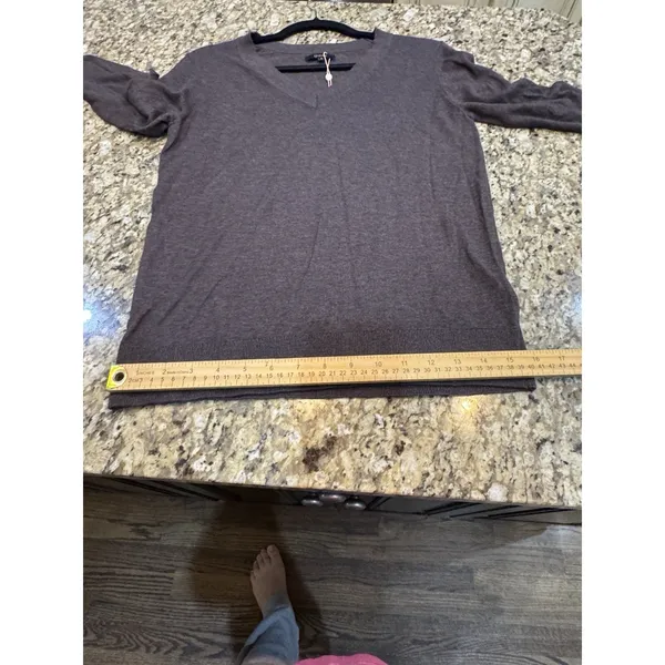 Quince lightweight V-neck sweater Brown Size Small Mocha Heather - Image 11