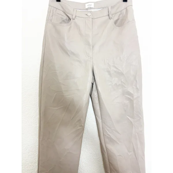 Aritzia Wilfred The Melina Taupe Vegan Leather Straight Leg Pants Size 8 - Image 10