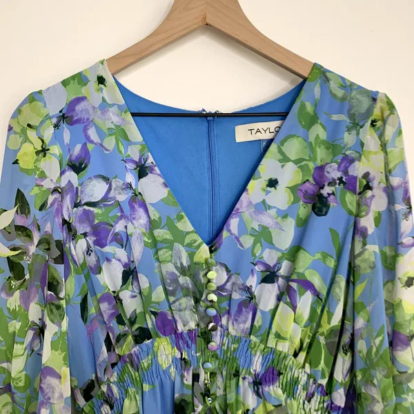 Taylor Floral Chiffon Mini Dress Enchanted Bloom Floral Womens Size 6 - Image 8