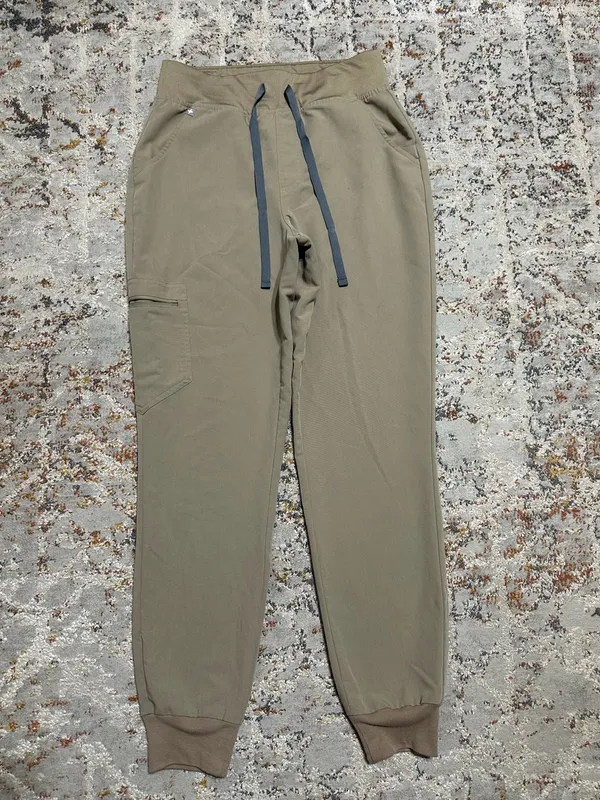 FIGS High waist Zamora jogger pants size Small khaki tan color - Image 9
