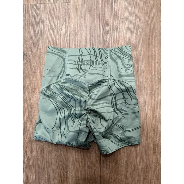 Gymshark Women's Scrunch Shorts XSmall Green‎ Abstract Pattern - Image 2
