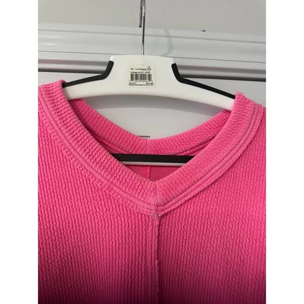 Aerie Wonder Texture V-Neck Sweatshirt | Small pink - Image 2