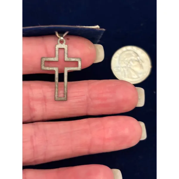 Vintage Open Frame Sterling Silver Latin Cross Pendant NWT 1.5" x .75" - Image 2