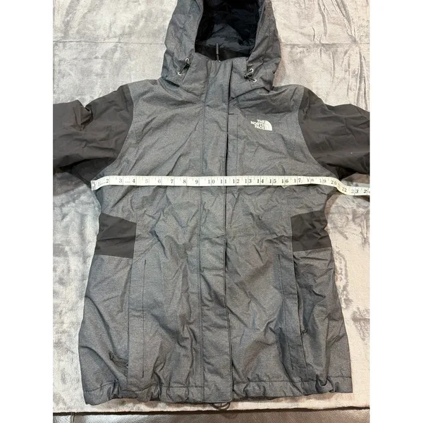 The North Face HyVent Jacket Womens Grey Black Hooded Waterproof Coat M - Image 7