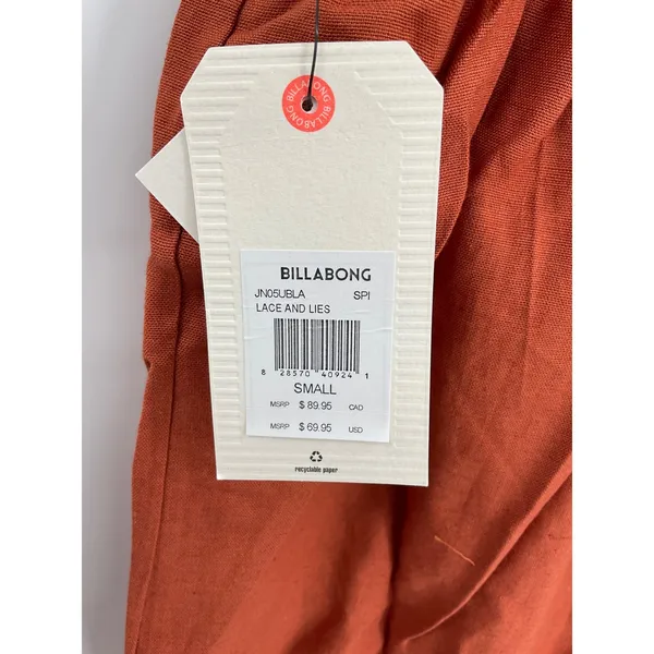 Billabong Lace and Lies Spiced Coral Crochet Trim Wide Leg Jumpsuit‎ Small NEW - Image 7