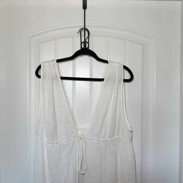 Anthropologie XL White Sleeveless Tie Front Cover Up Tunic Cottagecore Boho Chic - Image 6