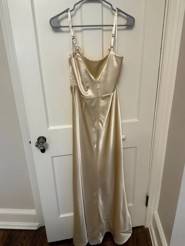 Lulus Champagne Satin Dress - Image 4