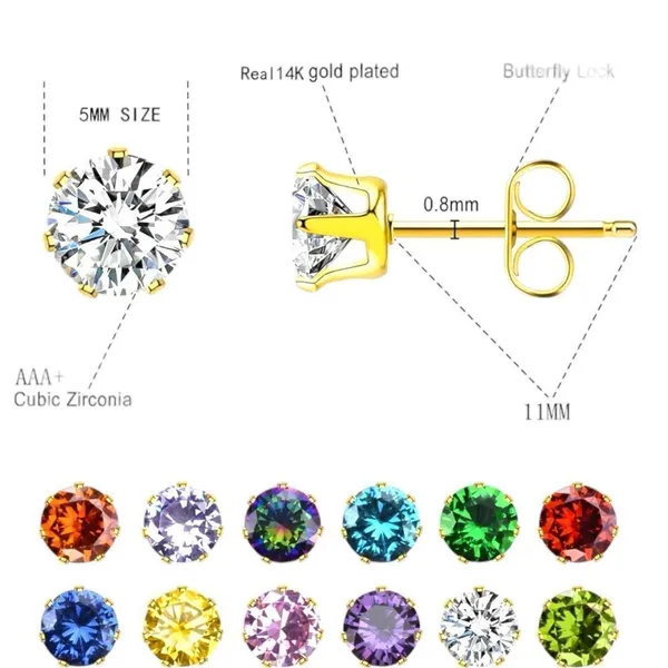Ruby cz July birthday post earrings with 14k gold plated post. New - Image 6