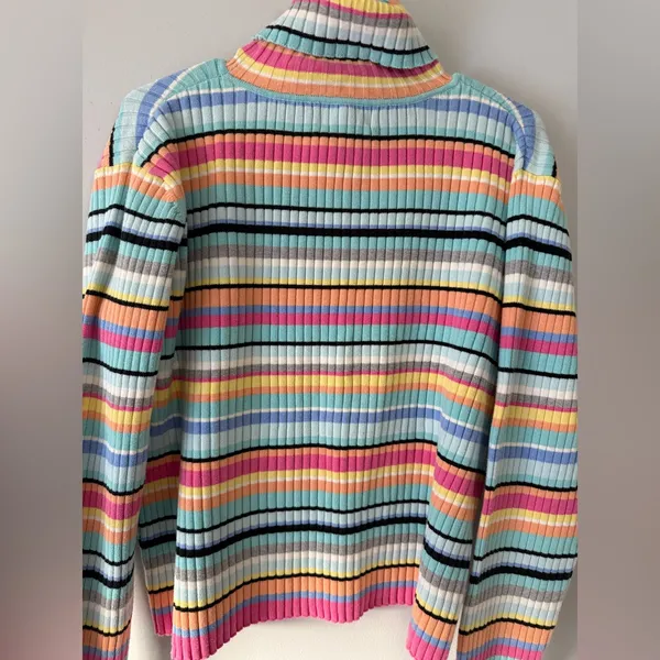Chadwick's VTG Multicolor Striped Turtleneck Sweater Cotton Comfy Soft Retro Hippie Boho XL - Image 7