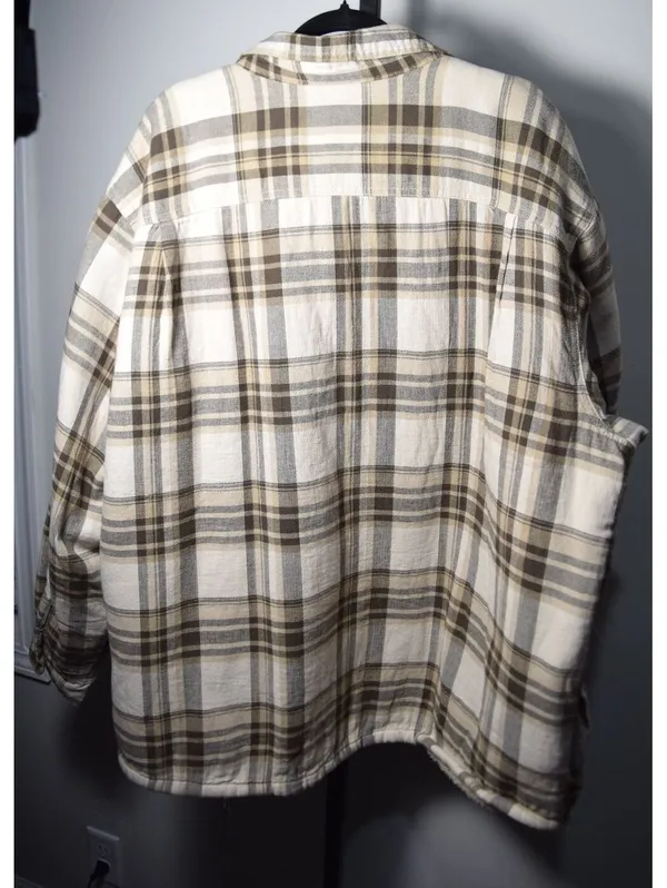 Wrangler Authentics Plaid Sherpa Lined Flannel Shirt Jacket Men's 3XL - Image 2