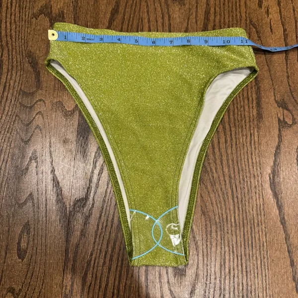 ASOS AsYou Green Shimmer High Cut Bikini Swim Suit Bottom Size 4 Small Glitter - Image 6