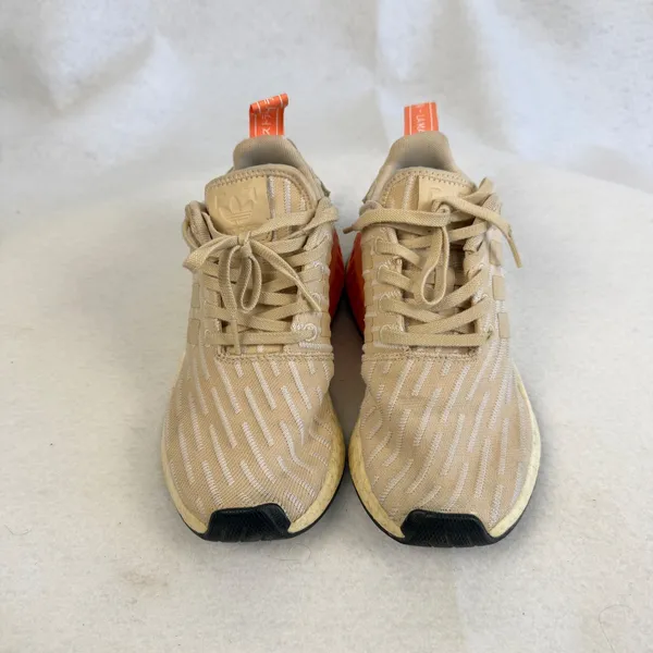 Adidas NMD R2 Primeknit Beige Orange Womens Casual‎ Running Shoes BA7260 Size 5 - Image 2