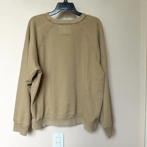American Eagle Smiley Face Graphic Sweatshirt XL Crewneck Tan Y2K Streetwear Alt - Image 3