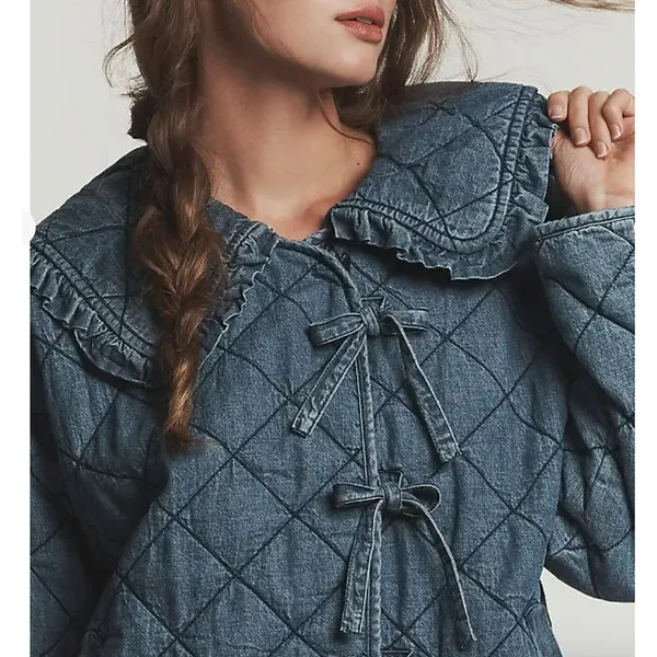 Maeve Anthropologie Hazel Quilted Chambray Cottagecore Farmhouse Jacket Size S - Image 7