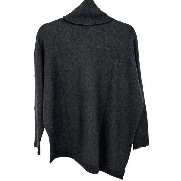 Eileen Fisher Womens‎ Gray Merino Wool Asymmetric Turtleneck Sweater XS Neutral - Image 2