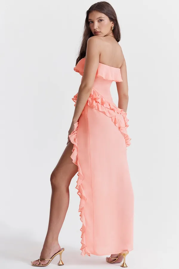House Of CB Sarina Apricot Ruffle Maxi Dress - Image 8
