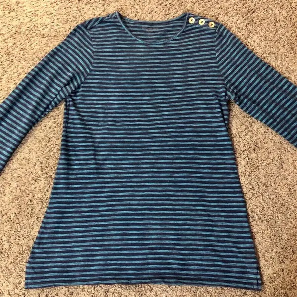 Coldwater Creek Striped Top Womens S8 Used Blue - Image 4