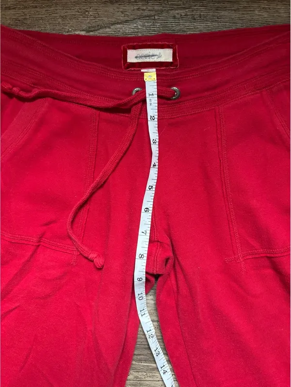Vintage Y2K Aerie Low Rise Red Wide Leg Sweatpants Drawstring Lounge Pants - Image 2