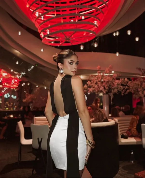 Zara mini bodycon Elegant Black and White Dress wedding holiday evening - Image 8