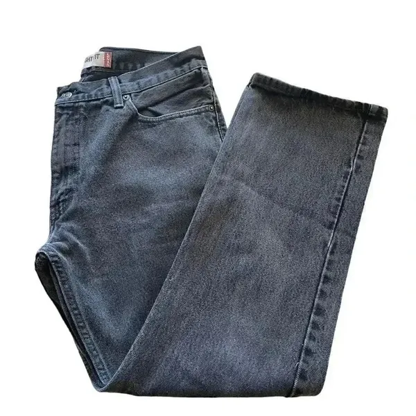 Levi Strauss #505 Black Cotton Straight Fit Men’s Denim Jeans SZ 34 # 1339 - Image 7