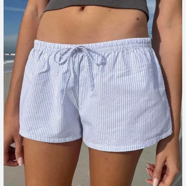 Brandy Melville Linen Shorts Blue - Image 4