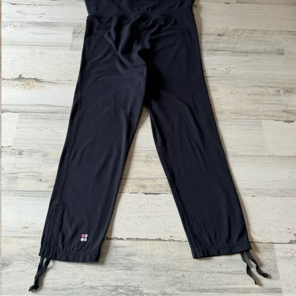 🍁 Sweaty Betty Maternity Cropped Leggings Ruched Ankle‎ Tight Black Small - Image 7