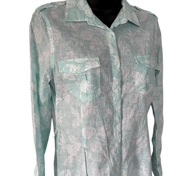 Brooks Brothers Reyn‎ Spooner Hawaiian Traditionals Shirt Dress Sz 6 Blue White - Image 2