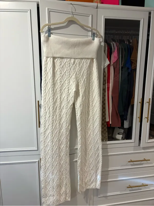 RARE BNWT Skims Snow Bunny Knit Foldover Pant in Snow XL - Image 6