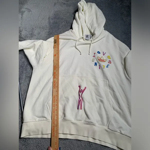 Adidas originals love United Cream Hoodie with Colorful Embroidery XL - Image 9