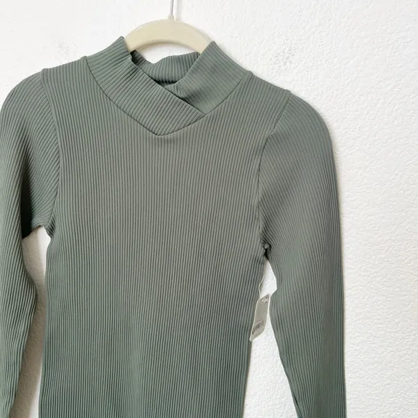 [Free People] Army Green XYZ Bodysuit Long Sleeve Ribbed Turtleneck NWT Sz L/XL - Image 7