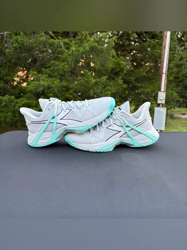 diadora B.Icon 2 AG All Ground Sneakers Athletic Silver Aruba Blue walk Sz 9.5 - Image 2