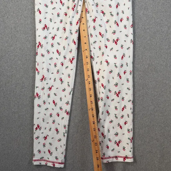 Laura Ashley Women's Small Waffle Knit Thermal Pajama Set Red Cardinal Bird - Image 9